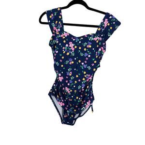 B2PRITY Floral Retro One Piece Swimsuit S Square Neck Tummy Control NWT